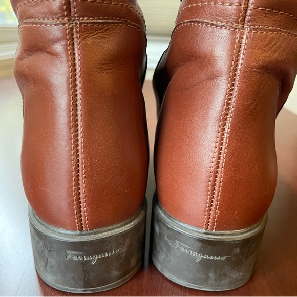 Salvatore Ferragamo Women’s Tall Brown Leather Riding Boots Size 10B - Picture 6 of 12